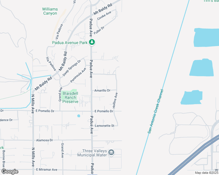 map of restaurants, bars, coffee shops, grocery stores, and more near 1039 Amarillo Drive in Claremont