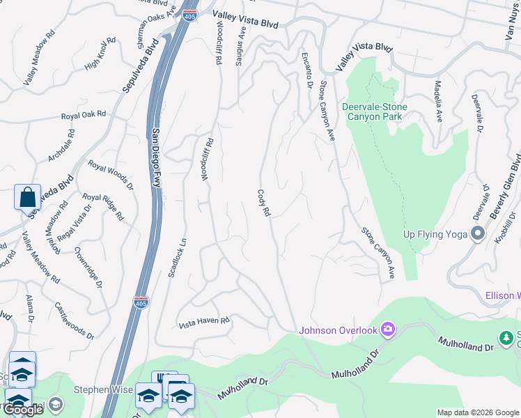 map of restaurants, bars, coffee shops, grocery stores, and more near 3823 Cody Road in Los Angeles