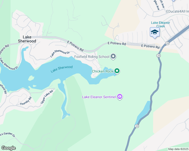 map of restaurants, bars, coffee shops, grocery stores, and more near 2112 Trentham Road in Ventura County