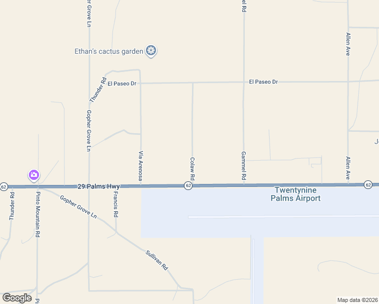 map of restaurants, bars, coffee shops, grocery stores, and more near 6123 Colaw Road in Twentynine Palms