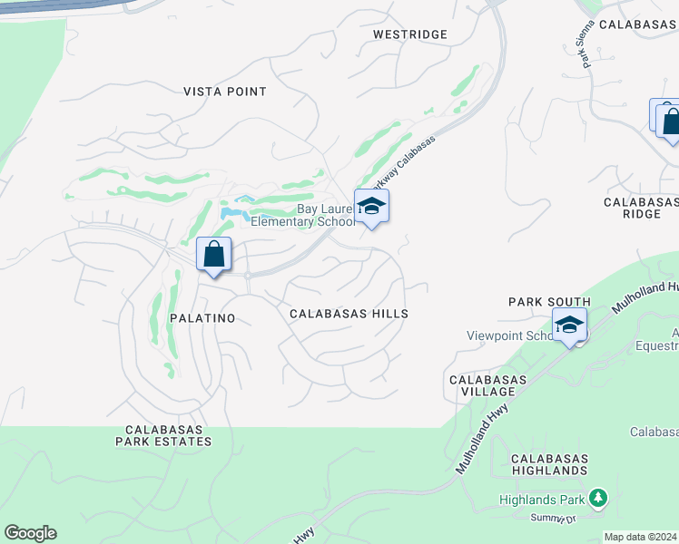 map of restaurants, bars, coffee shops, grocery stores, and more near 24666 Calle Largo in Calabasas