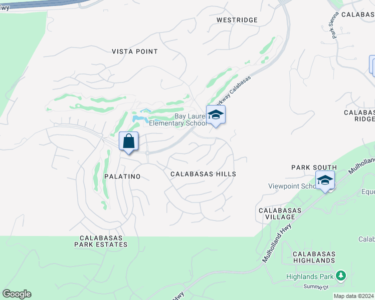 map of restaurants, bars, coffee shops, grocery stores, and more near 24691 Calle Largo in Calabasas