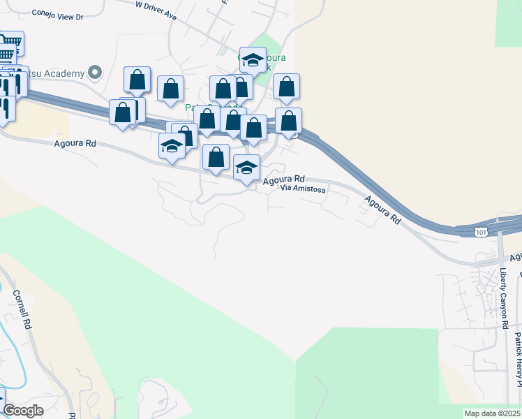 map of restaurants, bars, coffee shops, grocery stores, and more near 4911 Calle Robleda in Agoura Hills