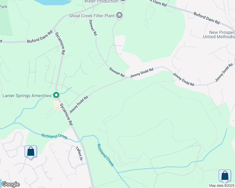 map of restaurants, bars, coffee shops, grocery stores, and more near 1585 Jimmy Dodd Road in Buford