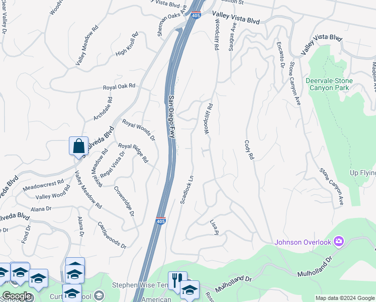map of restaurants, bars, coffee shops, grocery stores, and more near 3751 Scadlock Lane in Los Angeles