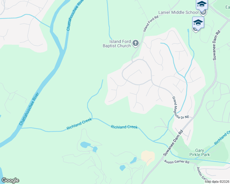 map of restaurants, bars, coffee shops, grocery stores, and more near 584 Van Briggle Court in Sugar Hill