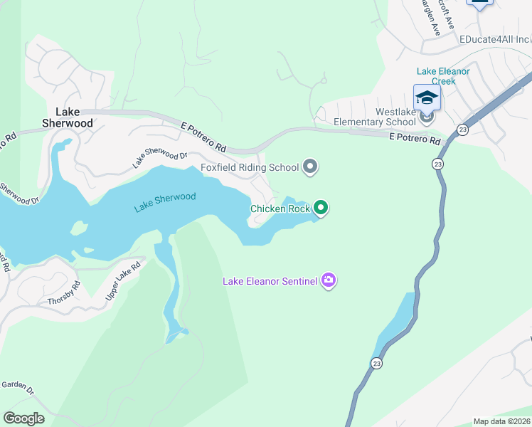 map of restaurants, bars, coffee shops, grocery stores, and more near 2102 Trentham Road in Ventura County
