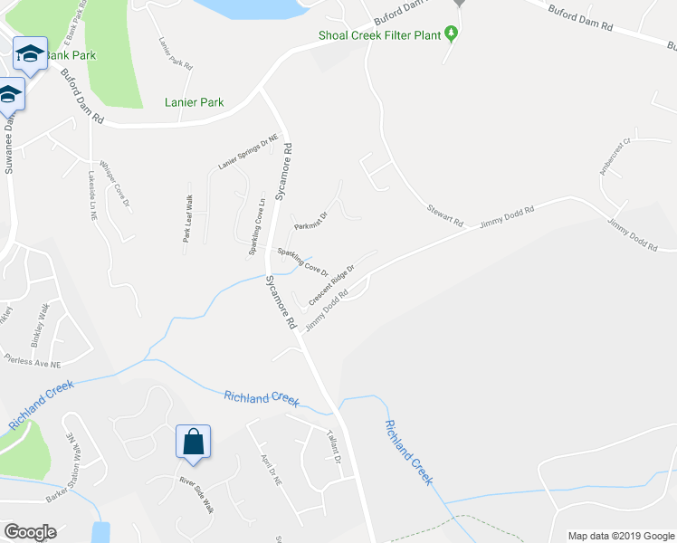 map of restaurants, bars, coffee shops, grocery stores, and more near 1090 Crescent Ridge Drive in Buford