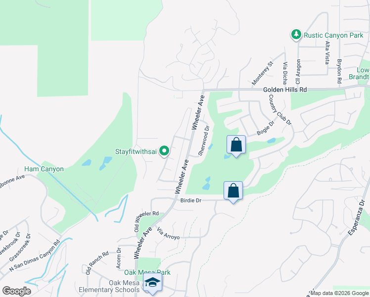 map of restaurants, bars, coffee shops, grocery stores, and more near 6709 Wheeler Avenue in La Verne