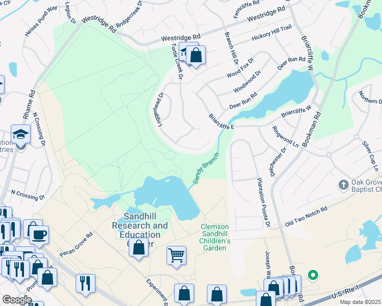 map of restaurants, bars, coffee shops, grocery stores, and more near 32 Loggerhead Drive in Columbia