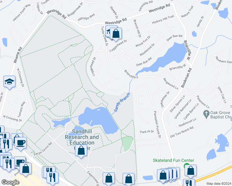 map of restaurants, bars, coffee shops, grocery stores, and more near 21 Loggerhead Drive in Columbia
