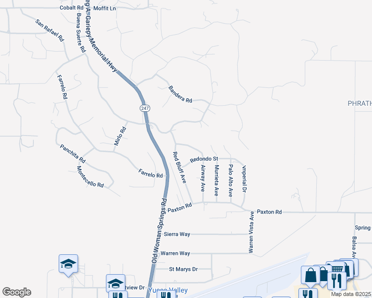 map of restaurants, bars, coffee shops, grocery stores, and more near 6236 Airway Avenue in Yucca Valley