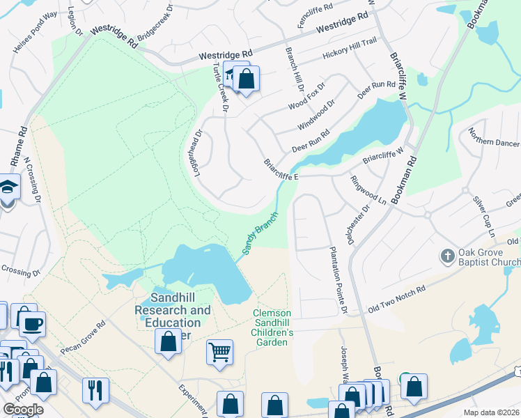 map of restaurants, bars, coffee shops, grocery stores, and more near 14 Loggerhead Drive in Columbia