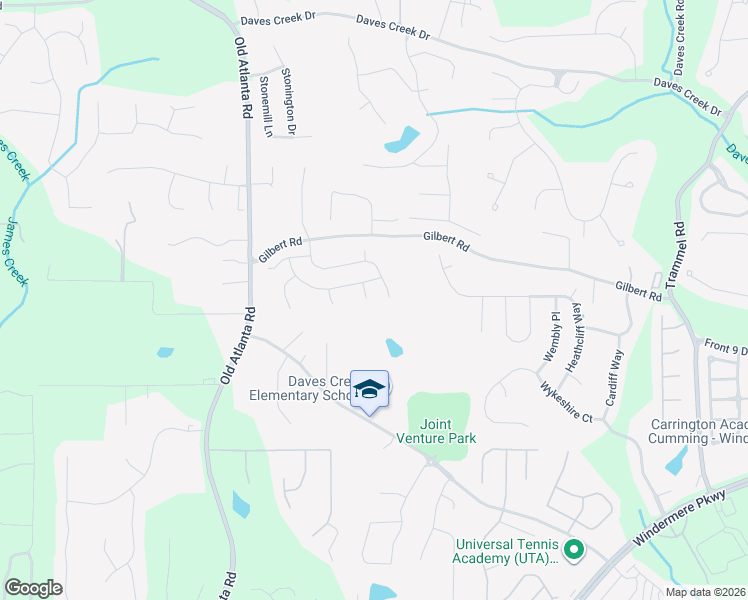 map of restaurants, bars, coffee shops, grocery stores, and more near 2320 Avonleigh Drive in Cumming