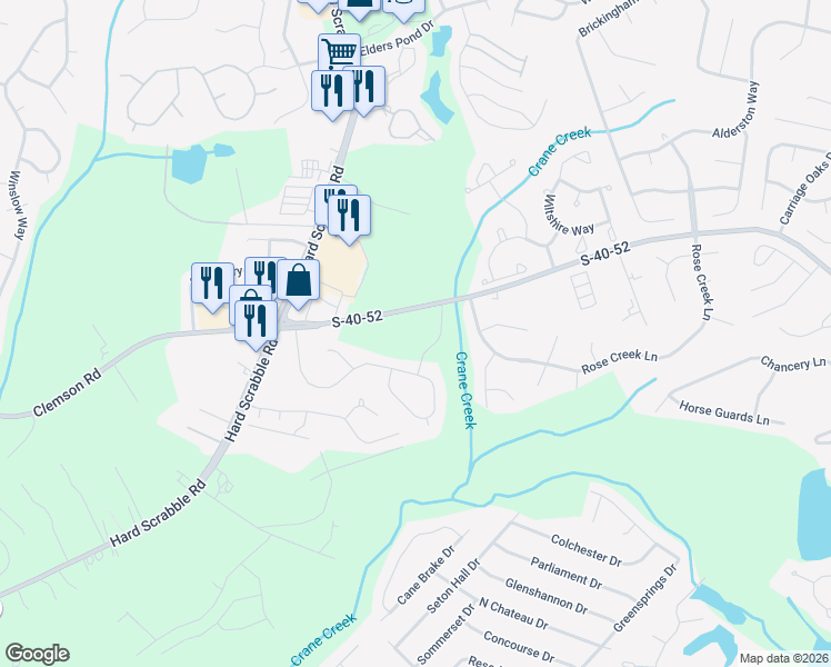 map of restaurants, bars, coffee shops, grocery stores, and more near 1951 Clemson Road in Columbia
