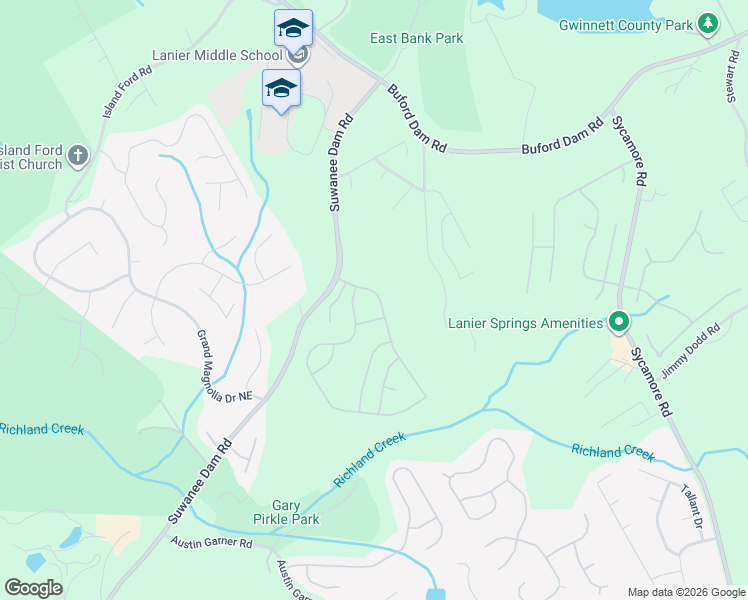 map of restaurants, bars, coffee shops, grocery stores, and more near 6088 Pierless Avenue Northeast in Sugar Hill