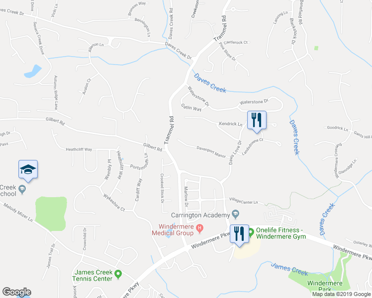map of restaurants, bars, coffee shops, grocery stores, and more near 5335 Davenport Manor in Cumming