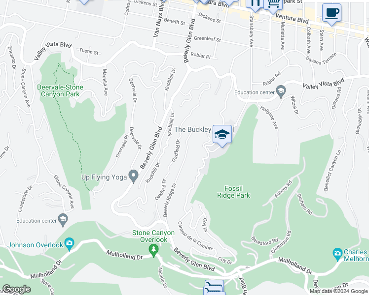 map of restaurants, bars, coffee shops, grocery stores, and more near 3805 Beverly Ridge Drive in Los Angeles