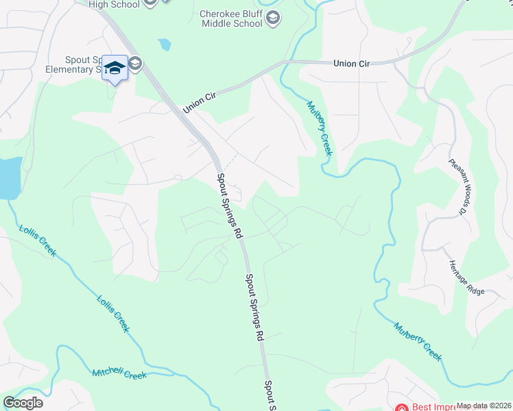map of restaurants, bars, coffee shops, grocery stores, and more near 6775 Spout Springs Road in Flowery Branch