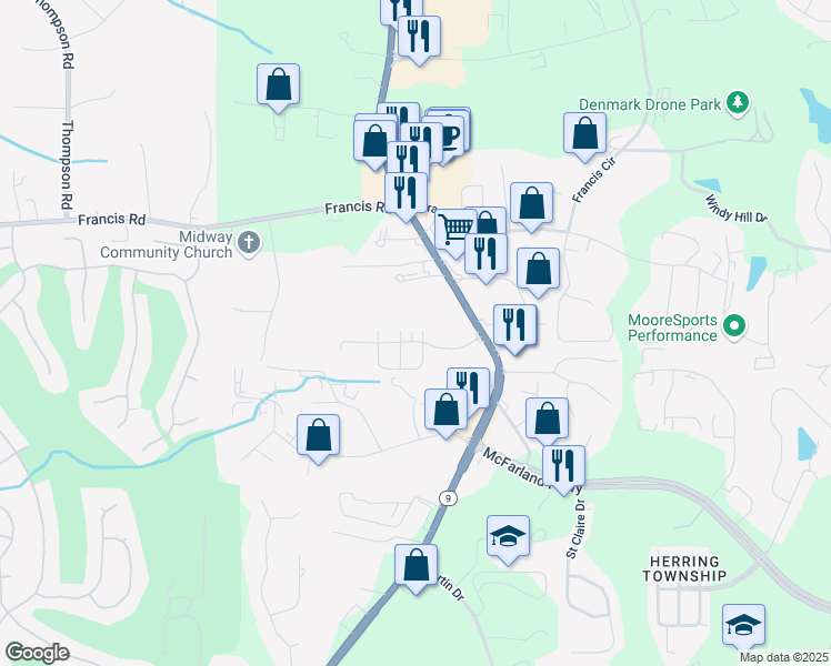 map of restaurants, bars, coffee shops, grocery stores, and more near 6025 Stella Drive in Alpharetta