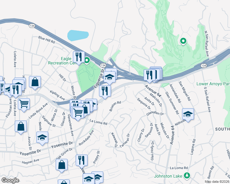 map of restaurants, bars, coffee shops, grocery stores, and more near 844 Colorado Boulevard in Los Angeles