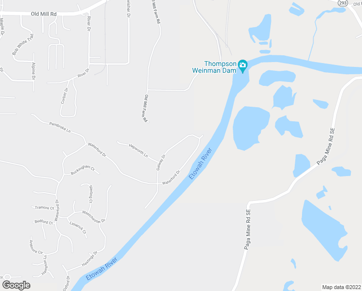 map of restaurants, bars, coffee shops, grocery stores, and more near 43 Galway Drive in Cartersville