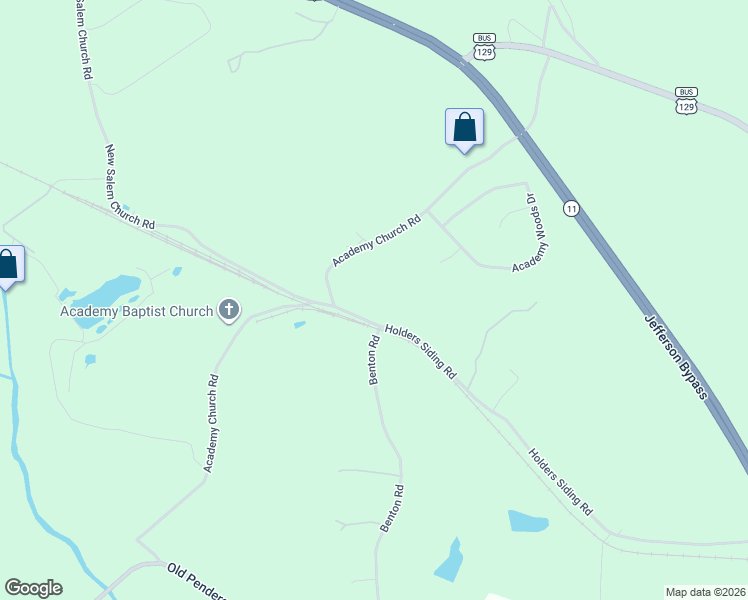 map of restaurants, bars, coffee shops, grocery stores, and more near 1190 Academy Church Road in Jefferson