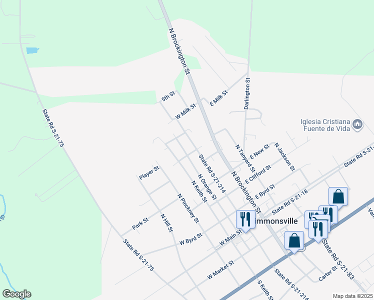 map of restaurants, bars, coffee shops, grocery stores, and more near 502 North Warren Street in Timmonsville