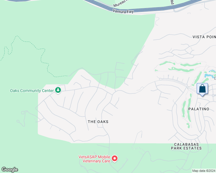 map of restaurants, bars, coffee shops, grocery stores, and more near 4110 Prado De Los Zorros in Calabasas