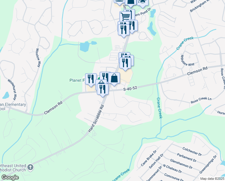 map of restaurants, bars, coffee shops, grocery stores, and more near 2110 Clemson Road in Columbia
