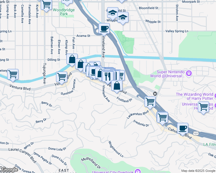 map of restaurants, bars, coffee shops, grocery stores, and more near in Los Angeles