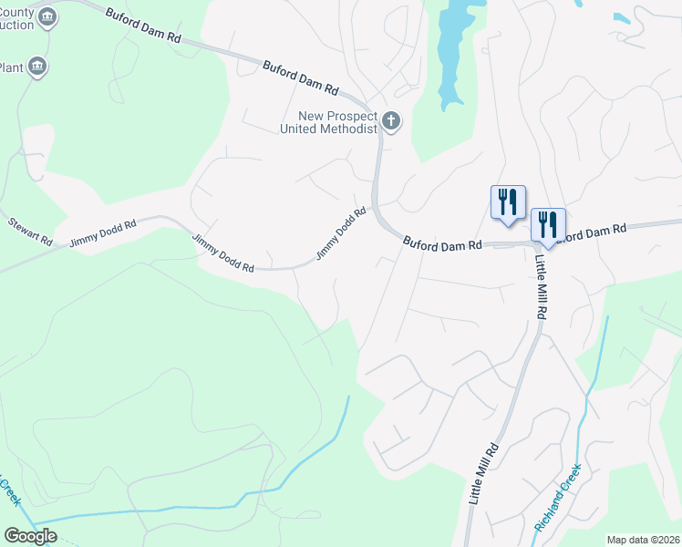 map of restaurants, bars, coffee shops, grocery stores, and more near 3925 Maple Wood Trail in Buford