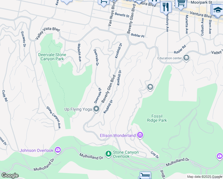 map of restaurants, bars, coffee shops, grocery stores, and more near 3771 Longview Valley Road in Los Angeles