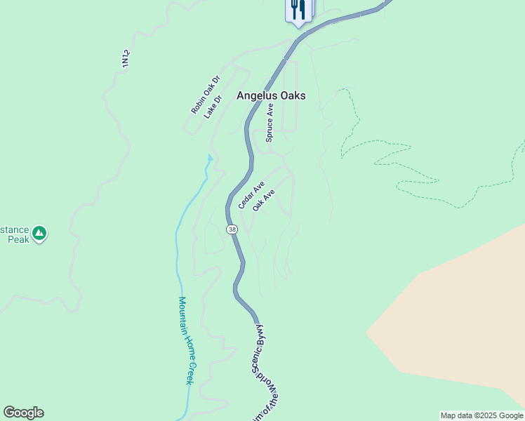 map of restaurants, bars, coffee shops, grocery stores, and more near Oak Court in San Bernardino County