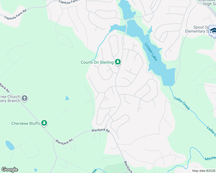 map of restaurants, bars, coffee shops, grocery stores, and more near 7538 Copper Kettle Way in Flowery Branch
