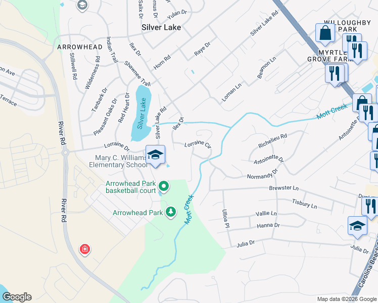 map of restaurants, bars, coffee shops, grocery stores, and more near 5206 Sardou Road in Wilmington