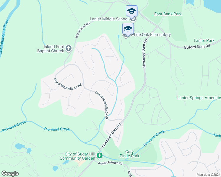 map of restaurants, bars, coffee shops, grocery stores, and more near 965 Sweet Aurea Court in Sugar Hill
