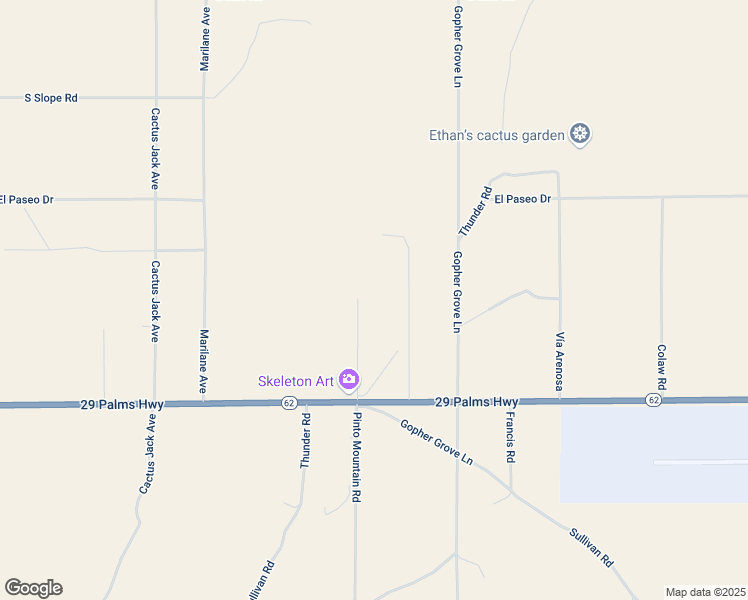 map of restaurants, bars, coffee shops, grocery stores, and more near Pinto Mountain Road in San Bernardino County