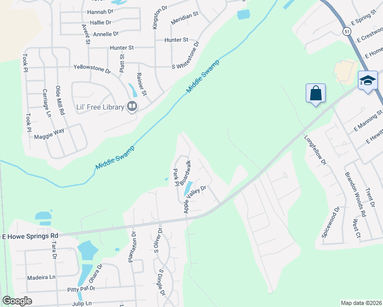 map of restaurants, bars, coffee shops, grocery stores, and more near 2764 Boardwalk in Florence