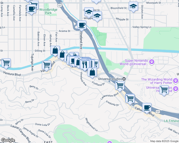 map of restaurants, bars, coffee shops, grocery stores, and more near in Los Angeles