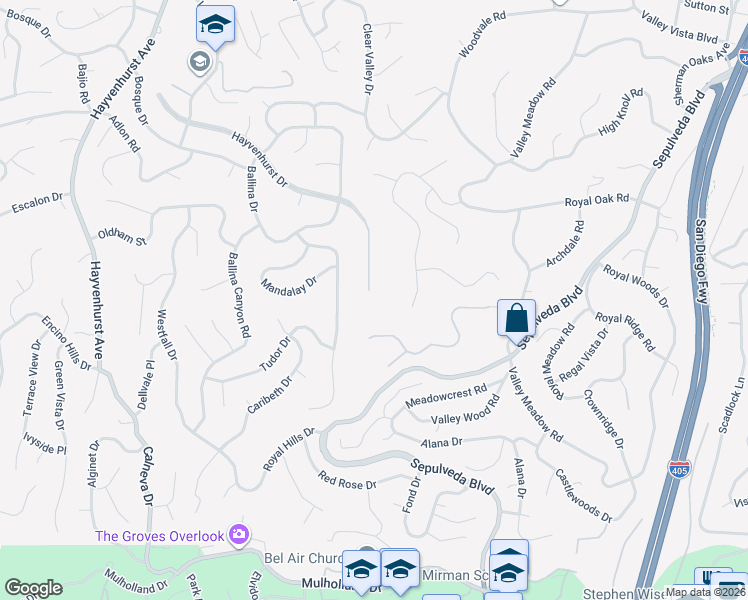 map of restaurants, bars, coffee shops, grocery stores, and more near 3830 Hayvenhurst Drive in Los Angeles