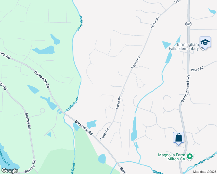map of restaurants, bars, coffee shops, grocery stores, and more near 14743 Taylor Valley Way in Alpharetta