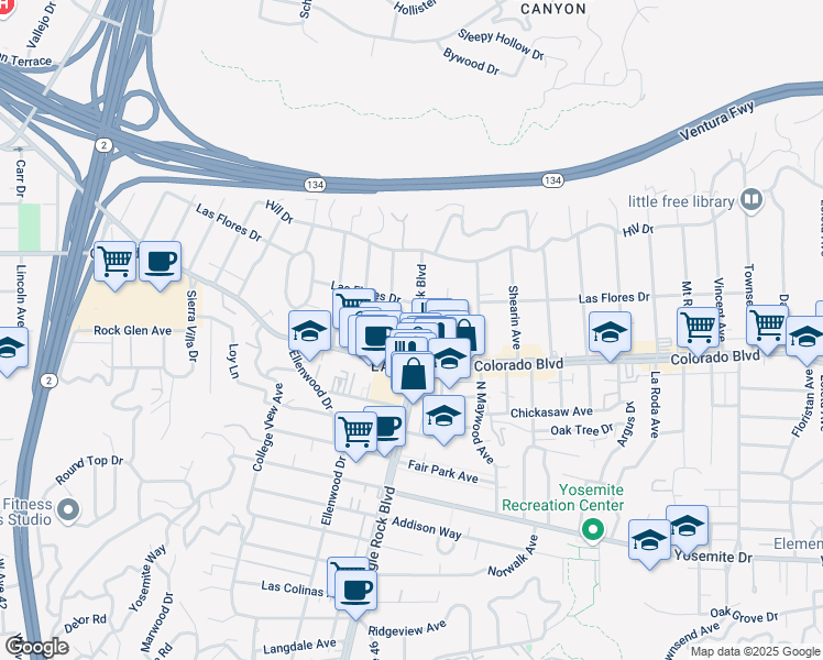map of restaurants, bars, coffee shops, grocery stores, and more near in Los Angeles