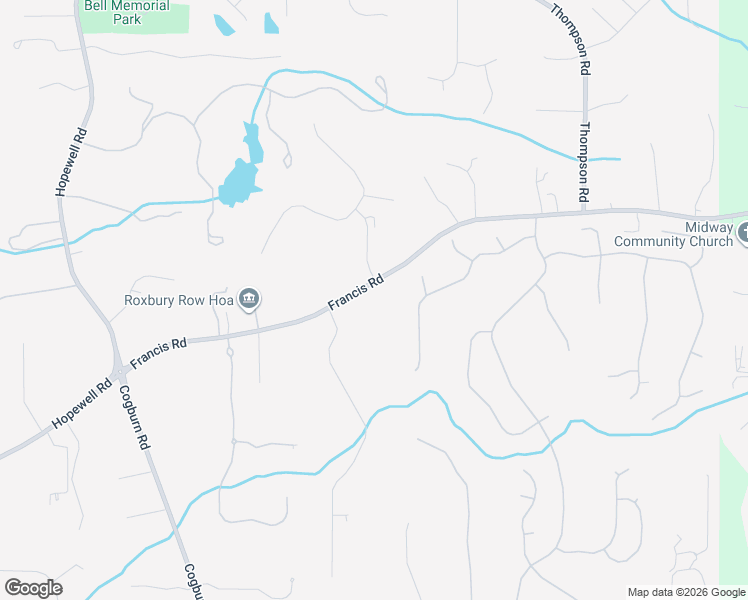 map of restaurants, bars, coffee shops, grocery stores, and more near 2940 Francis Road in Alpharetta