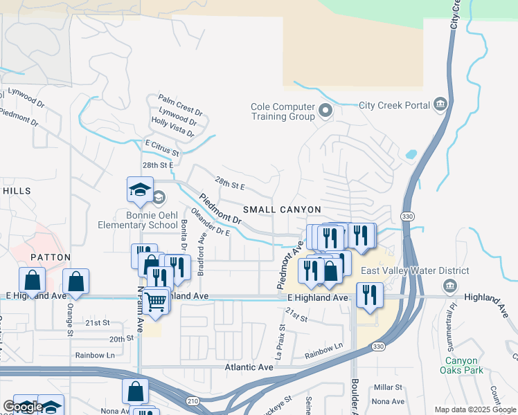 map of restaurants, bars, coffee shops, grocery stores, and more near 3948 Croydon Street in Highland