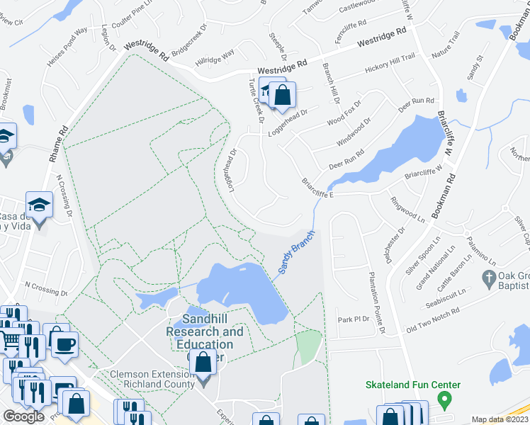 map of restaurants, bars, coffee shops, grocery stores, and more near 4 Turtle Creek Way in Columbia