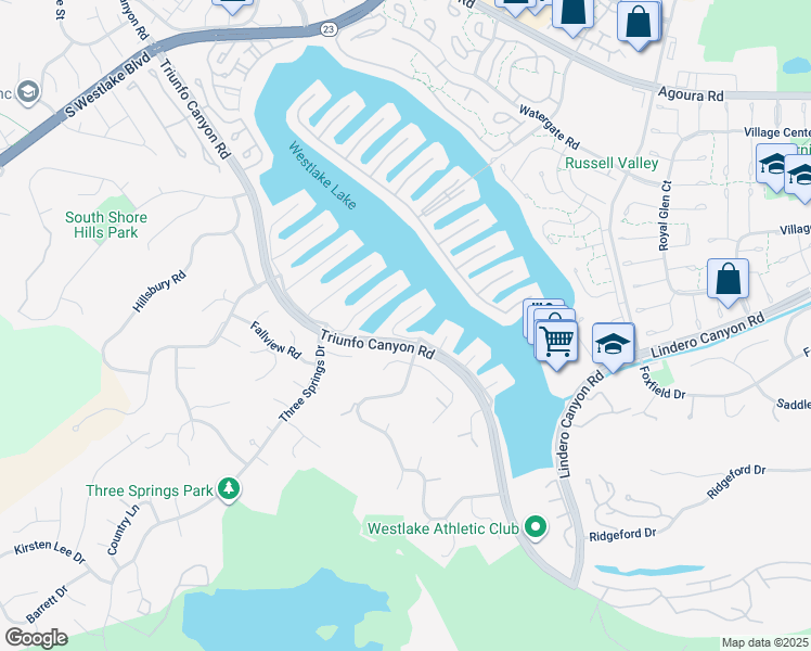 map of restaurants, bars, coffee shops, grocery stores, and more near 3808 Charthouse Circle in Westlake Village