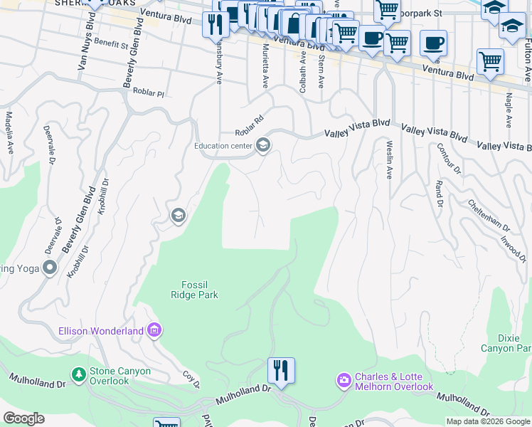 map of restaurants, bars, coffee shops, grocery stores, and more near 3818 Hollyline Avenue in Los Angeles