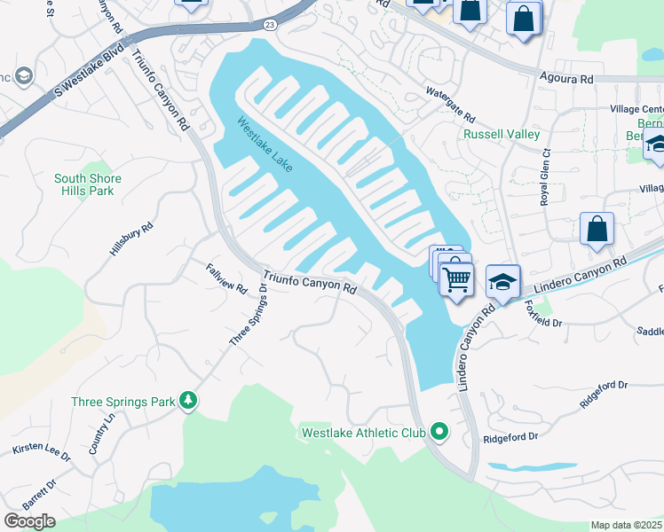 map of restaurants, bars, coffee shops, grocery stores, and more near 3808 Charthouse Circle in Westlake Village