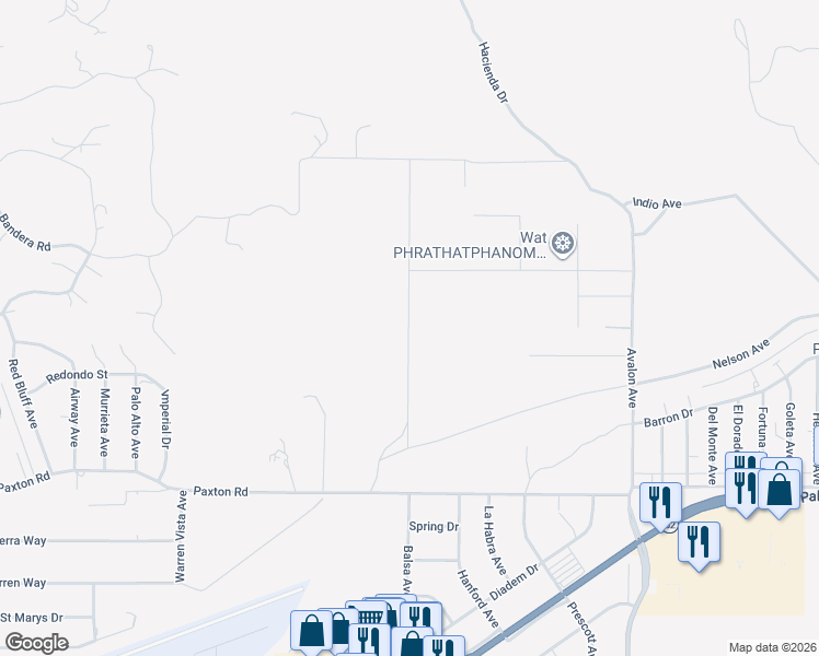 map of restaurants, bars, coffee shops, grocery stores, and more near Balsa Avenue in Yucca Valley